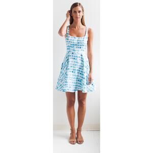 Alice Walk "The Sets" Watercolor Print Linen Silk Blend Mini Dress Sz. 8